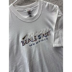 Vintage Beale Street Memphis Tennesee Shirt Men XL White Embroidered Blues Music